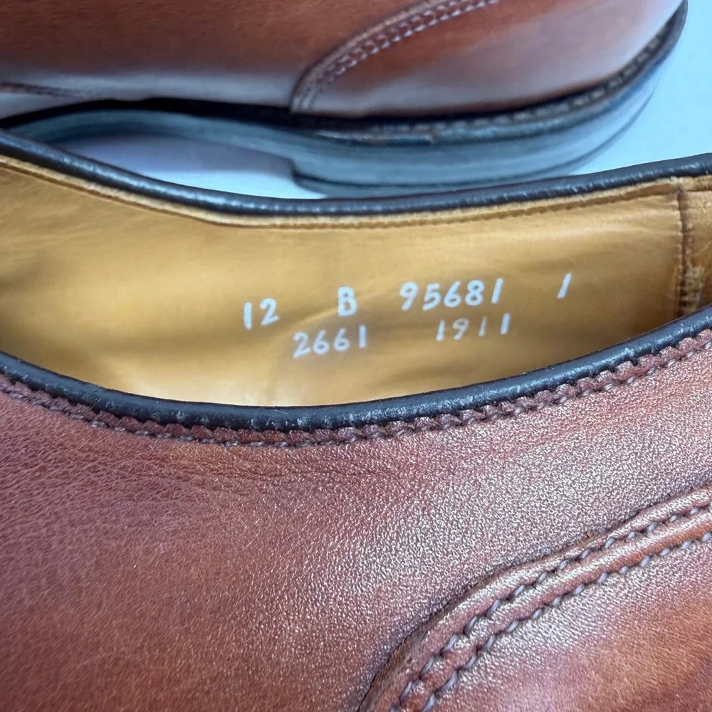 Allen Edmonds Bradley Dress Shoes Mens 12 B Brown Leather Split Toe Blucher